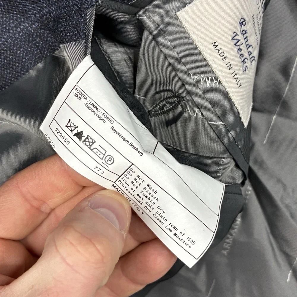 Armani Collezioni Su Misura Sport Coat 50R IT Gray Blue Windowpane Wool Italy